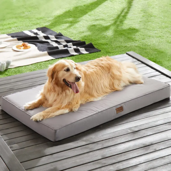 Outdoor Dog Beds for Large Dogs, Waterproof Dog Bed for Medium, Large, Extra Large Dogs, Dog Bed with Removable Washable Cover, Egg Crate Foam Pet Bed Mat. (42 X 30 In, Grey)