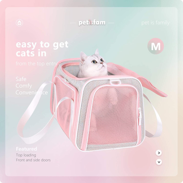 Soft Cute Travel Pet Carrier Bag for Medium Cats, Kitty and Puppy, Fantasy Pink, M - Image 2