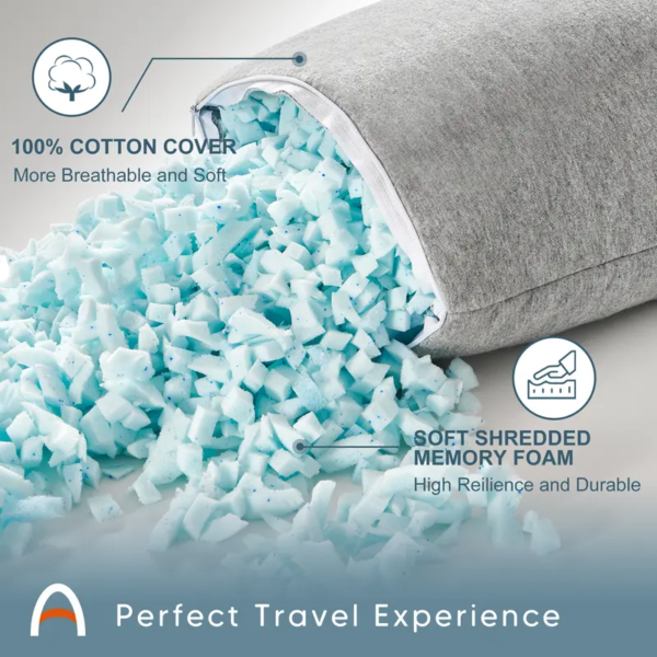 ACCURATEX Camping Pillow-100% Cotton Breathable Cover,Shredded Memory Foam Compressible Travel Pillow,Camping&Travel Accessories-Small Backpacking Pillow Camping Essentials for Sleeping,Car&Airplane - Image 2