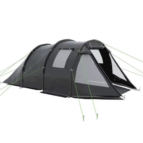 Outsunny 3-4 Person Easy Setup Cabin Tent with Two Room and Groundsheet, Waterproof & UV30+ Camping Tent with Carrying Bag, Charcoal - Image 2