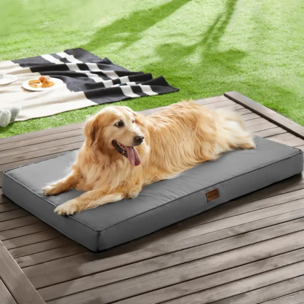 Outdoor Dog Beds for Large Dogs, Waterproof Dog Bed for Medium, Large, Extra Large Dogs, Dog Bed with Removable Washable Cover, Egg Crate Foam Pet Bed Mat. (42 X 30 In, Grey) - Image 8