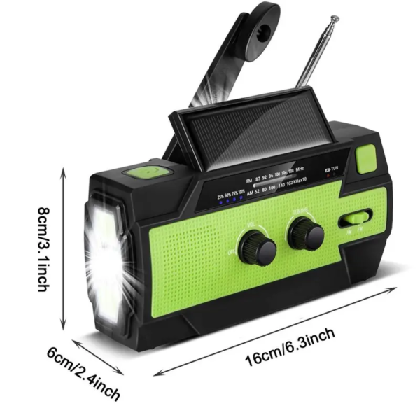 Solar Powered Hand Crank Radio, 1 Piece Portable Weather Radio with Flashlight & Motion Sensor, 4000Mah Large Capacity Emergency Crank Radio with Power Bank Function, Portable Rechargeable AM/FM Weather Radio for Outdoor Camping Hiking, Mother'S Day Gift - Image 3