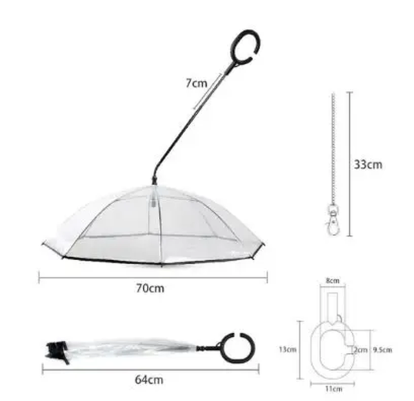 Transparent Dog Umbrella with Dog Leash for Rain Walking - Image 2